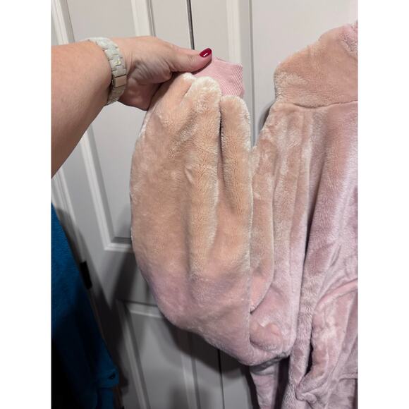 Wearable Blanket Fleece Pink Sweatshirt Cozy Giant Hoodie Pocket Adult One Size - Picture 9 of 9